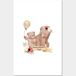 Love You Mom - Happy Mother's Day Bear Love Posters and Art